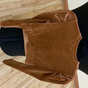 Brown Velvet Long Sleeve Top
